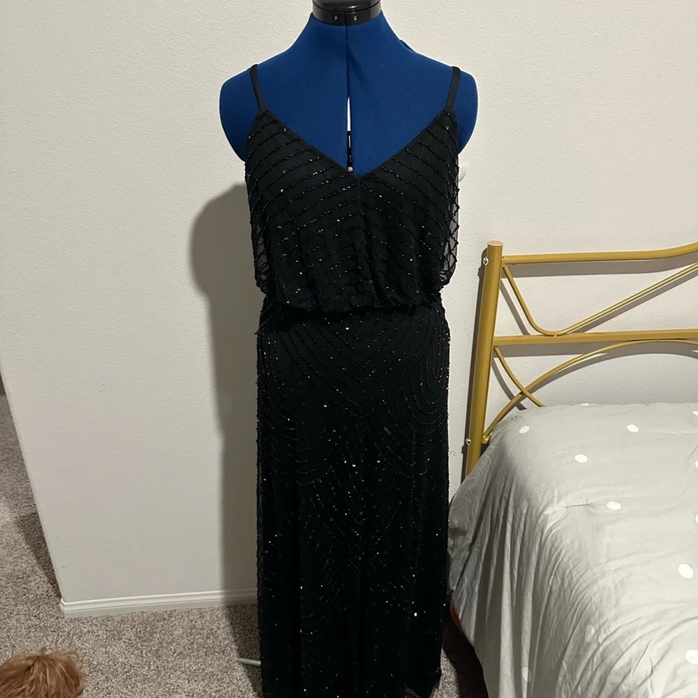 Adrianna Papell Black Sequin Gown - Picture 3 of 8
